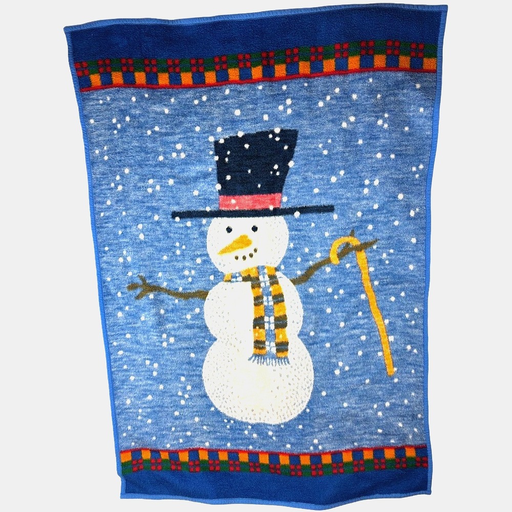 Biederlack Snowman Throw Blanket htf‎ Virgin Acrylic 50x70 Soft Germany Holiday